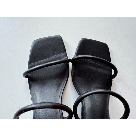 NWOB RAYE Etienne Black Leather Strappy Square Toe Block Heel Sandals, Size 5.5 - Picture 6 of 11